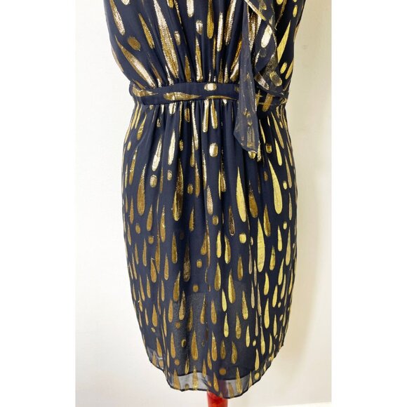 Milly of New York Holiday/Christmas Black and Metallic Gold Short Dress Size 6 - Picture 9 of 11